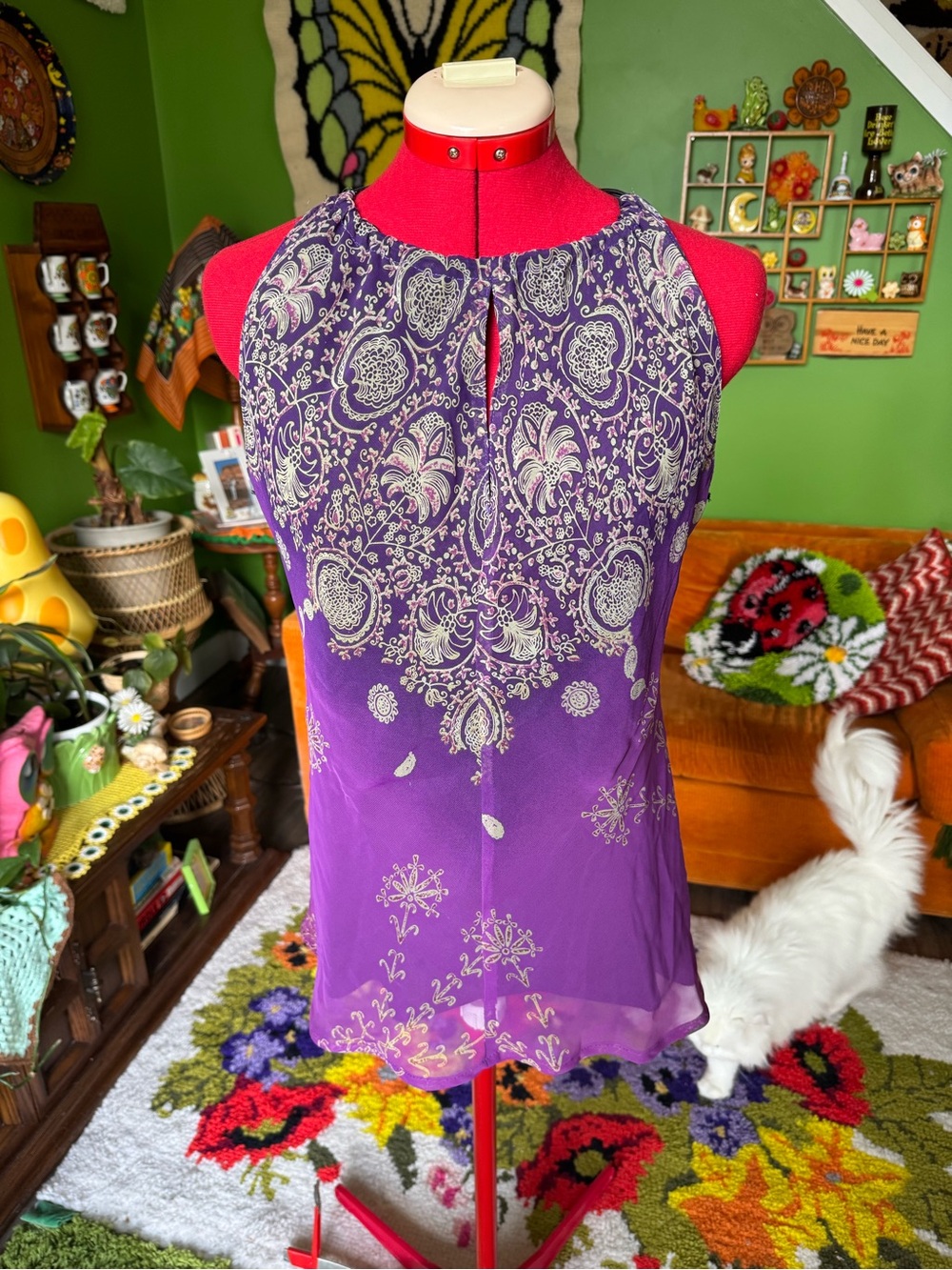 Women’s Purple Paisley Halter Neck Top